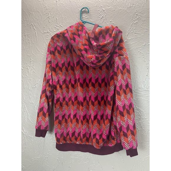 Vera Bradley Shirt Hood Pullover Pink Purple Pocket Geometric Long Sleeves Small - Picture 3 of 3